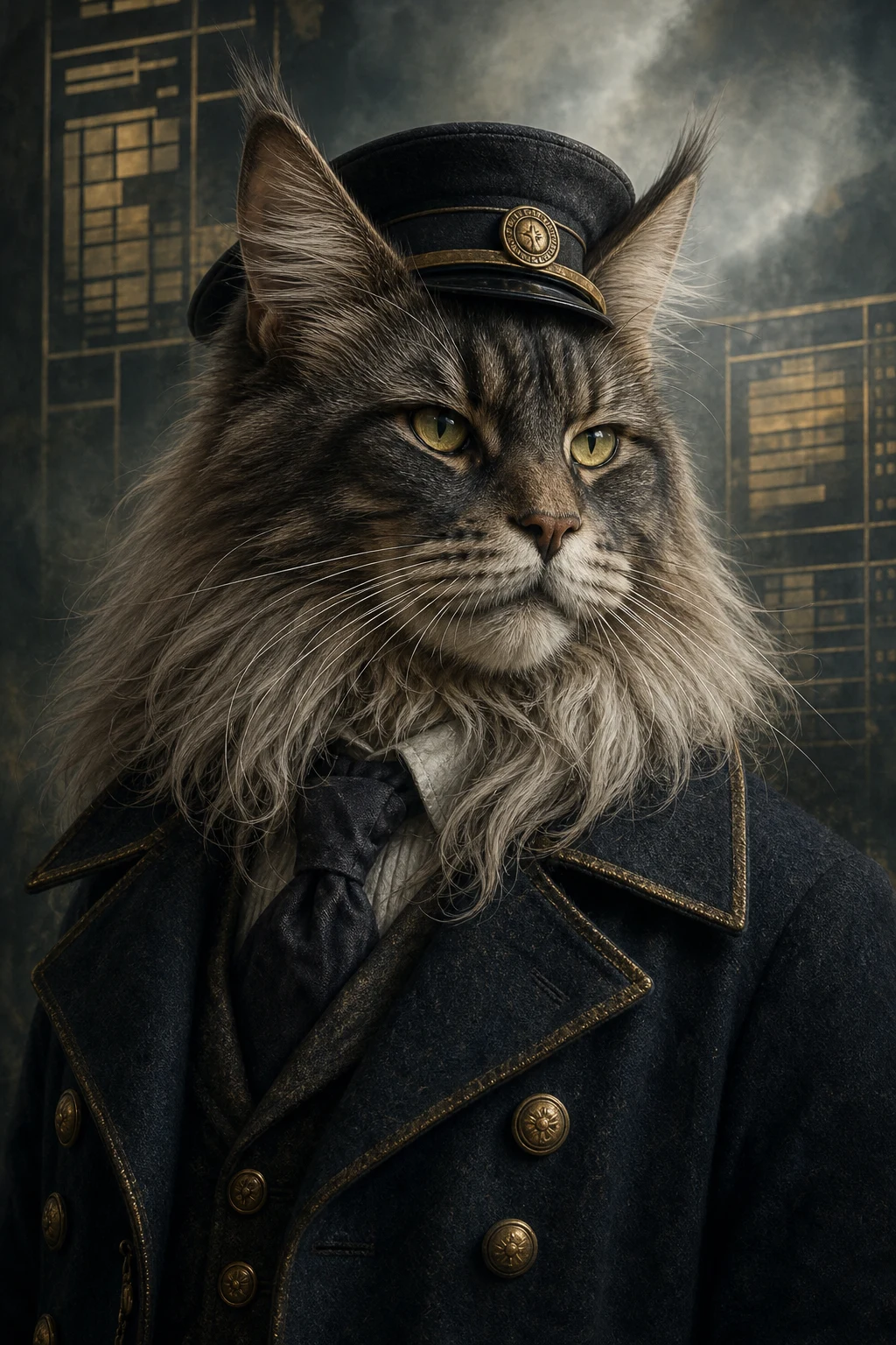 Brindle the Maine Coon — Cinematic Character Realism pet portrait