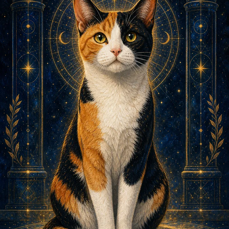 Calico Cat portrait — cosmic astrology