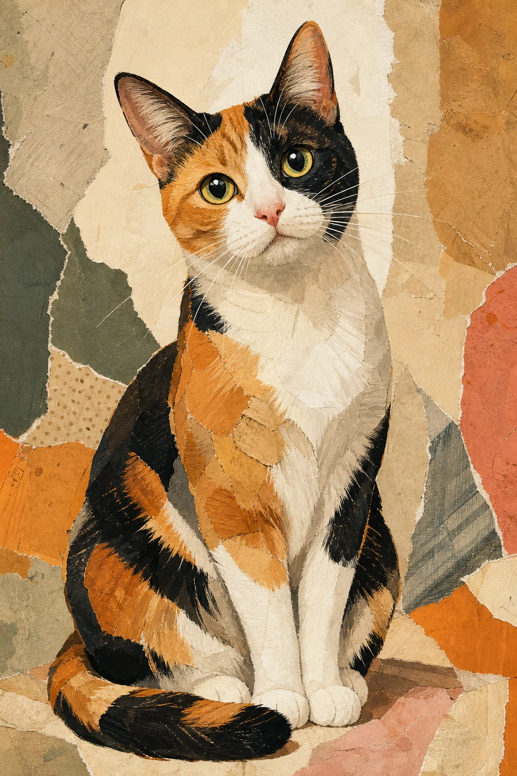Pippa the Calico Cat — Editorial Collage pet portrait
