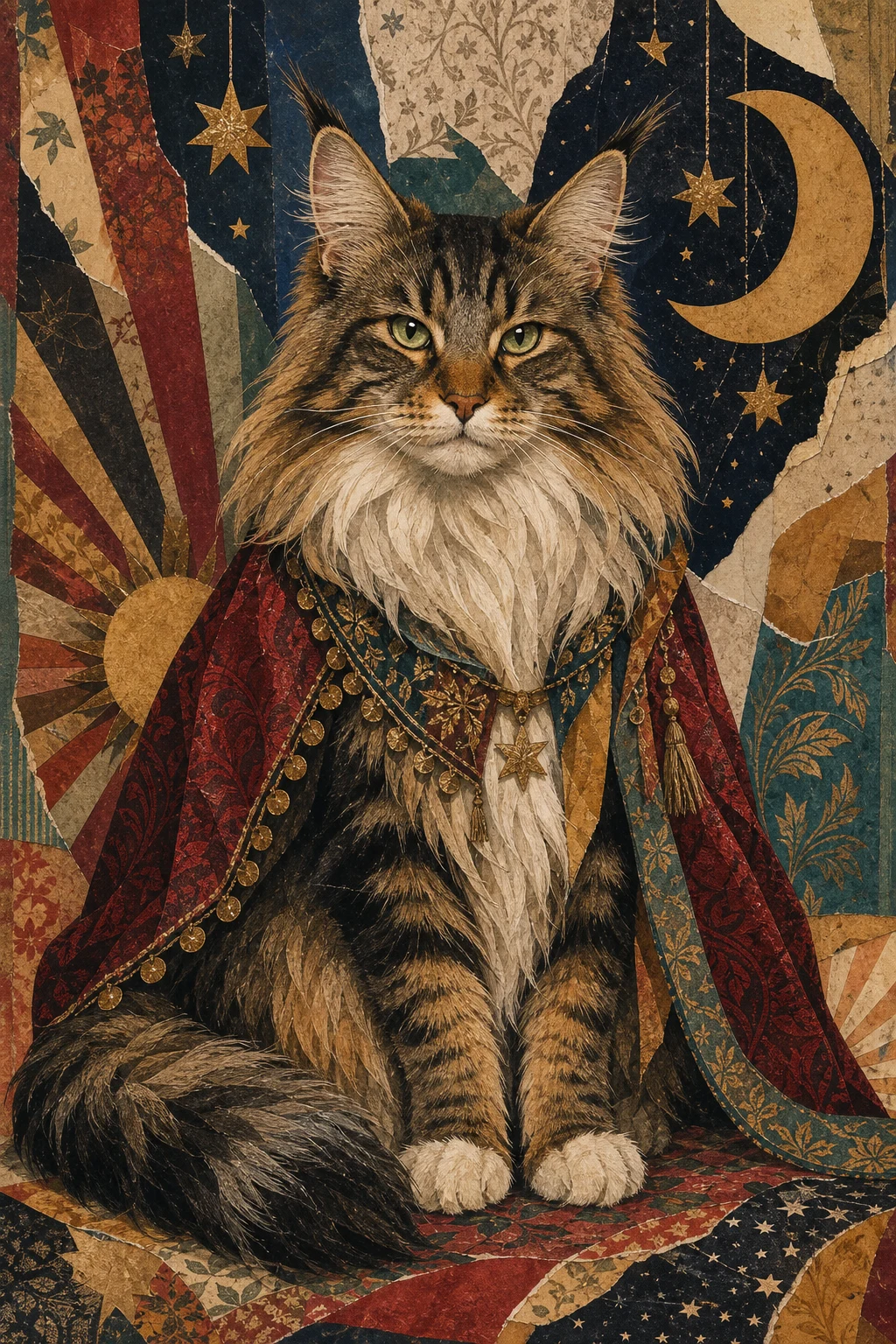 Magnus the Norwegian Forest Cat — Editorial Collage pet portrait