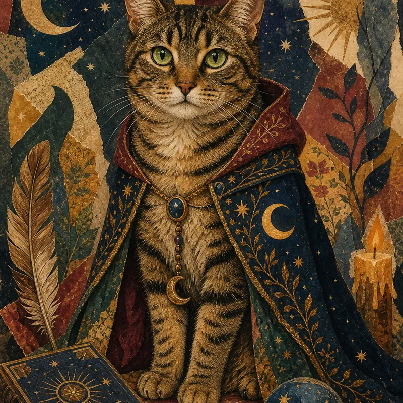 Tabby portrait — editorial collage