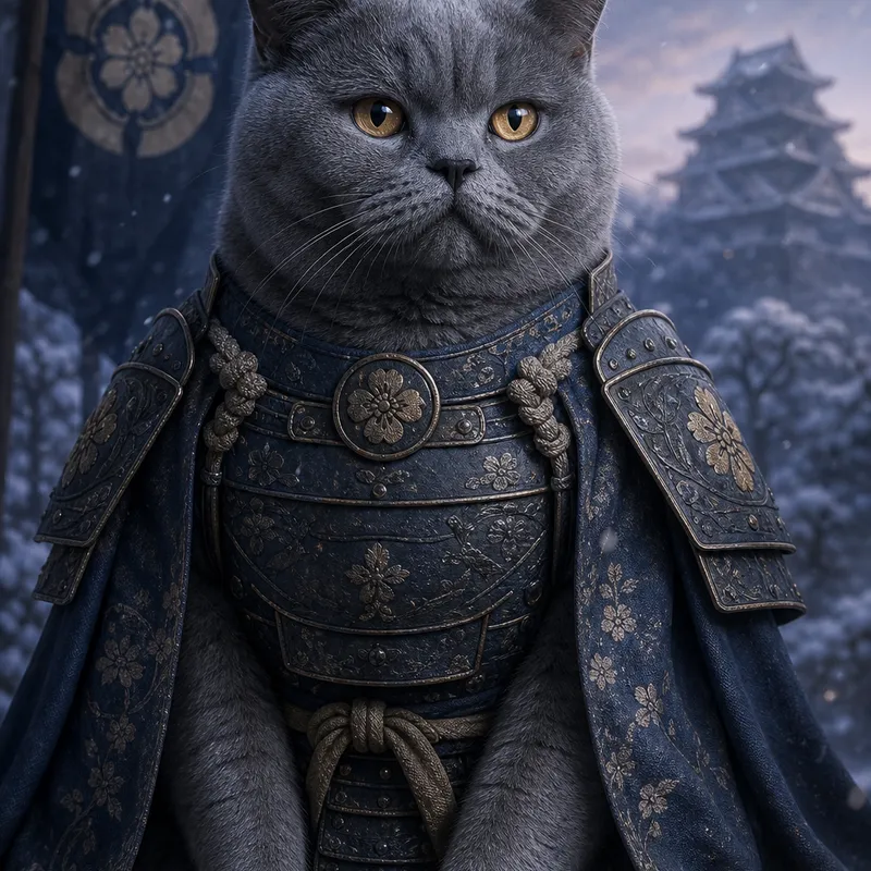 British Shorthair portrait — fine art photoreal