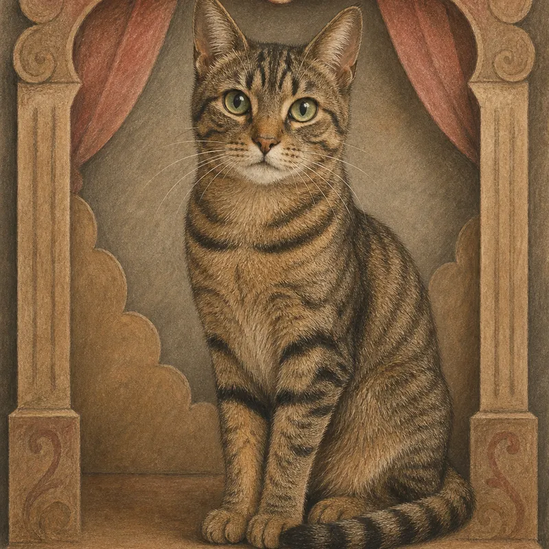 Tabby portrait — renaissance chalk pastel