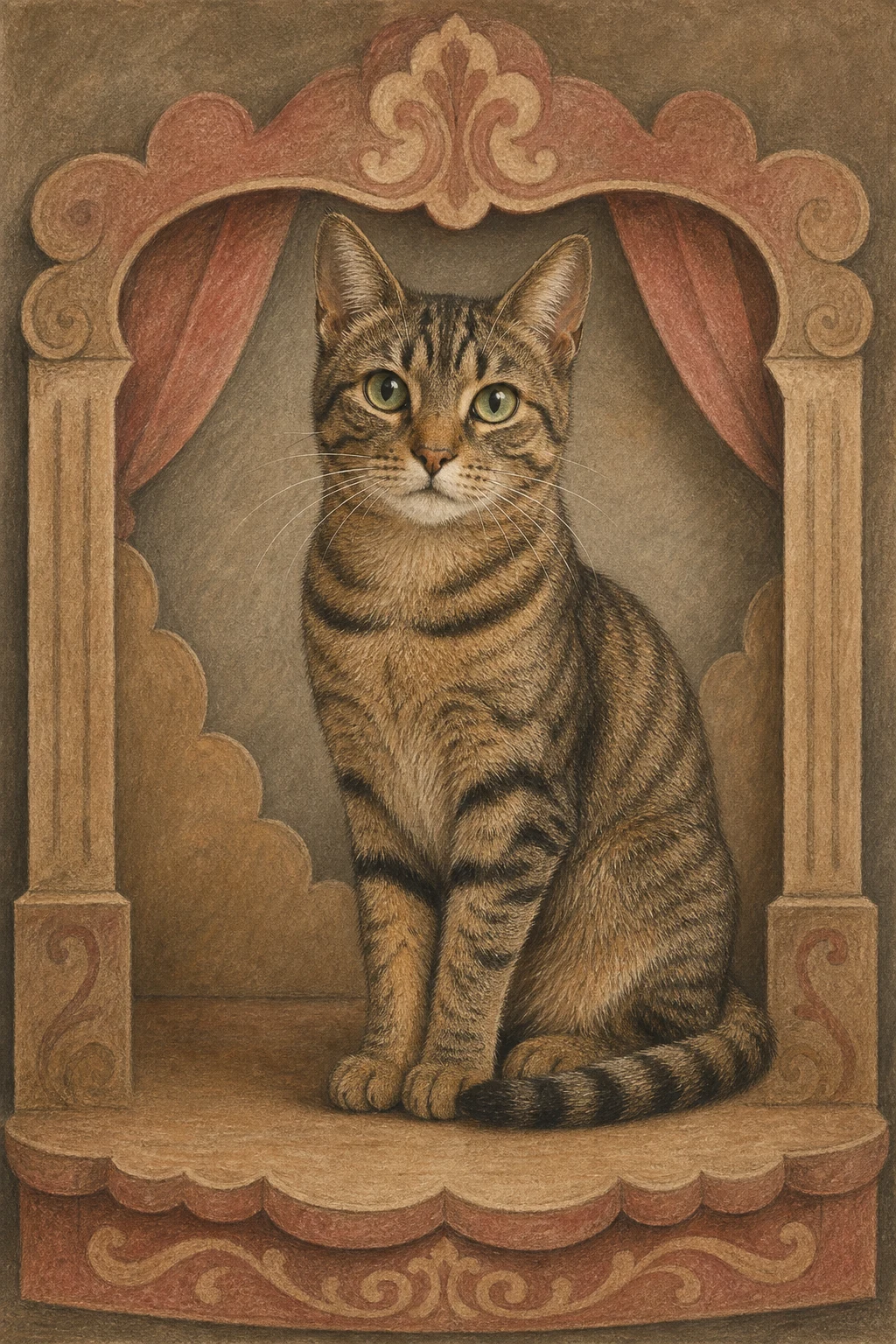 Tilly the Tabby — Renaissance Chalk Pastel pet portrait