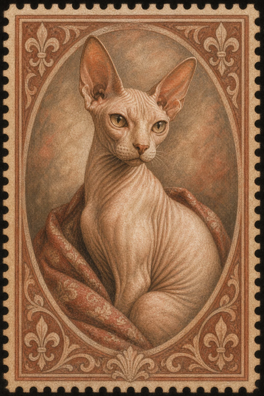 Opal the Sphynx — Renaissance Chalk Pastel pet portrait