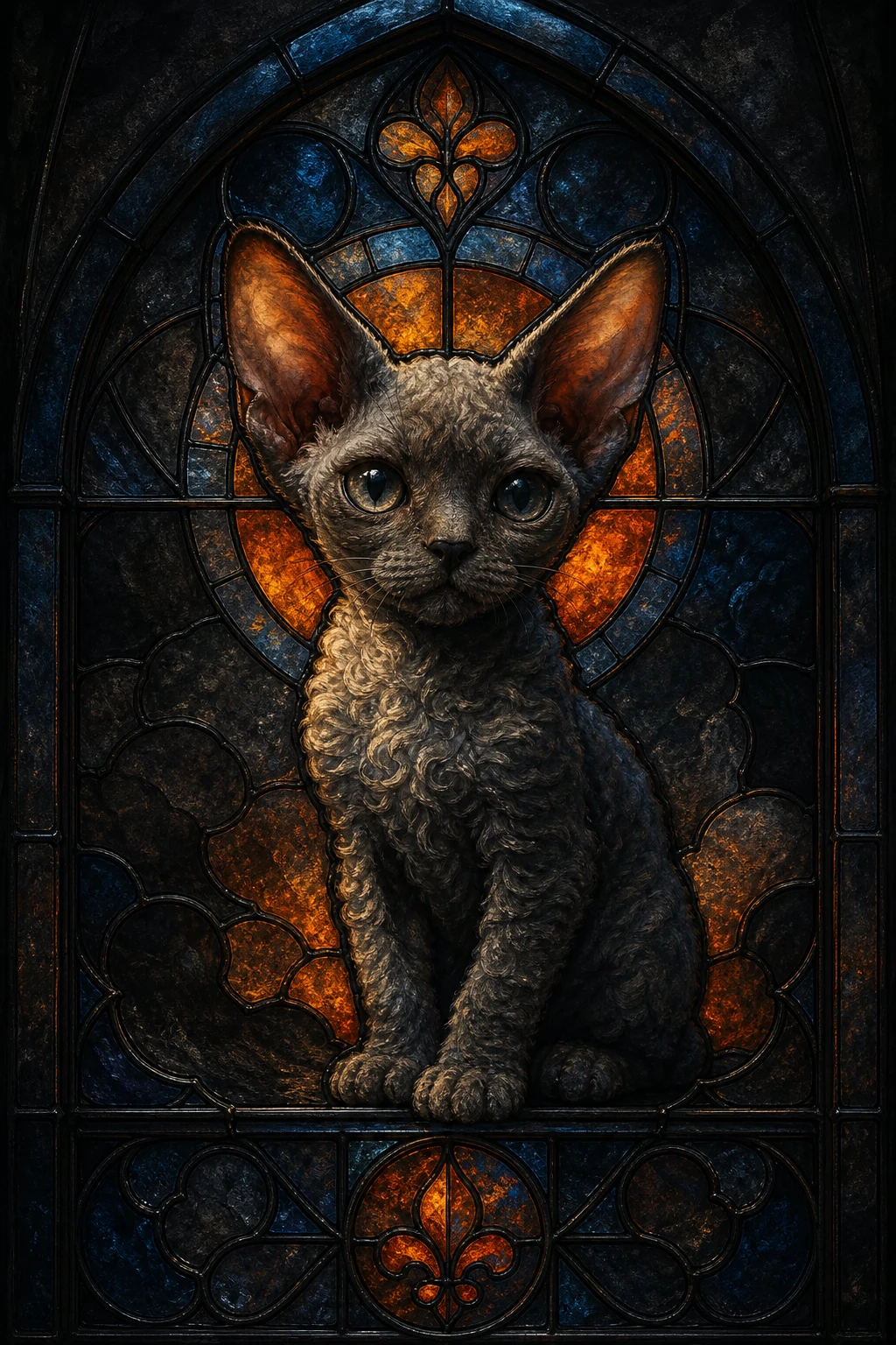 Miri the Devon Rex — Renaissance Oil pet portrait