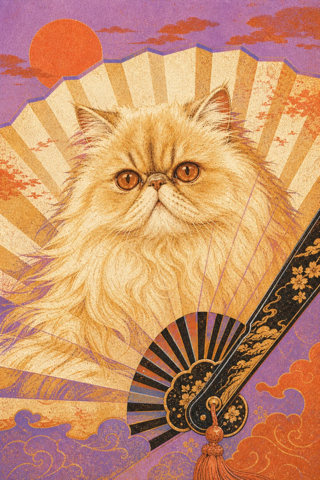 Mina the Persian — Risograph Summer Print pet portrait