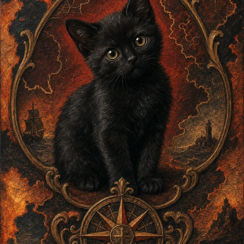 Black Cat portrait — royal oil