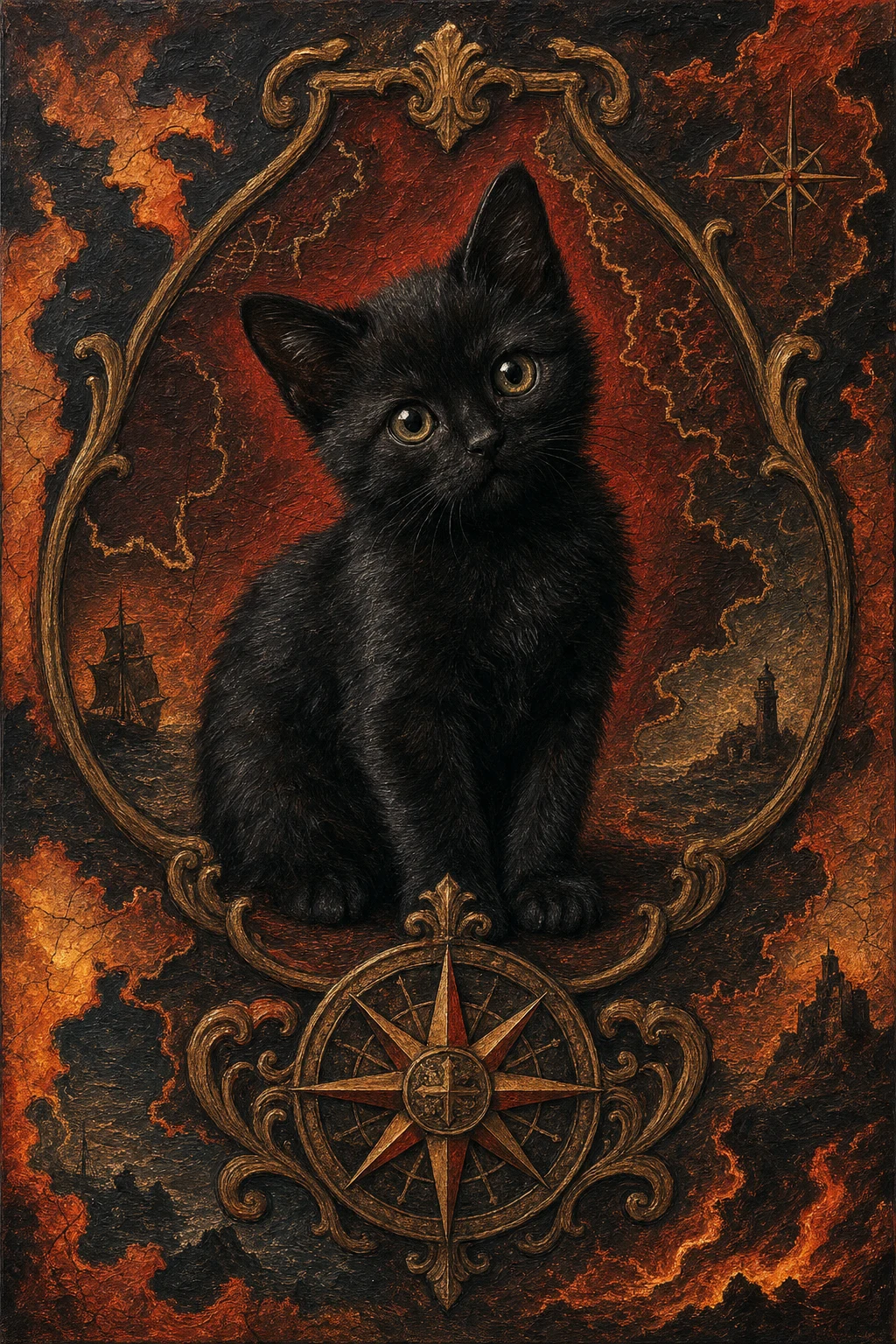 Nori the Black Cat — Royal Oil pet portrait