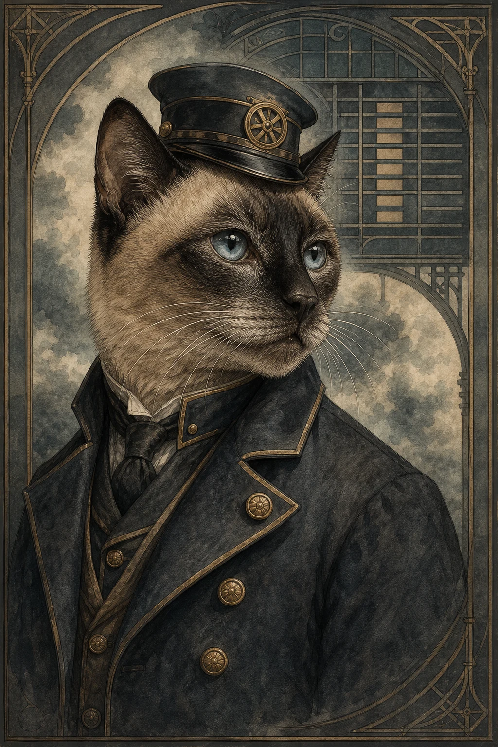 Sable the Siamese — Vintage Victorian pet portrait