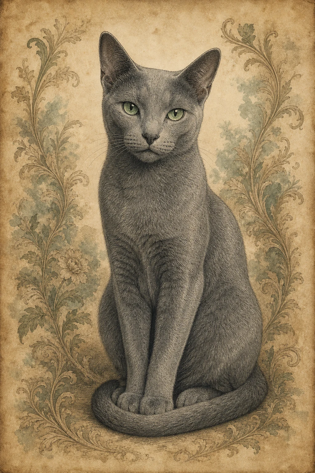 Vera the Russian Blue — Vintage Victorian pet portrait