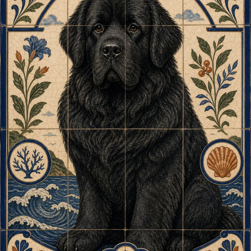 Newfoundland portrait — ceramic tile folk art
