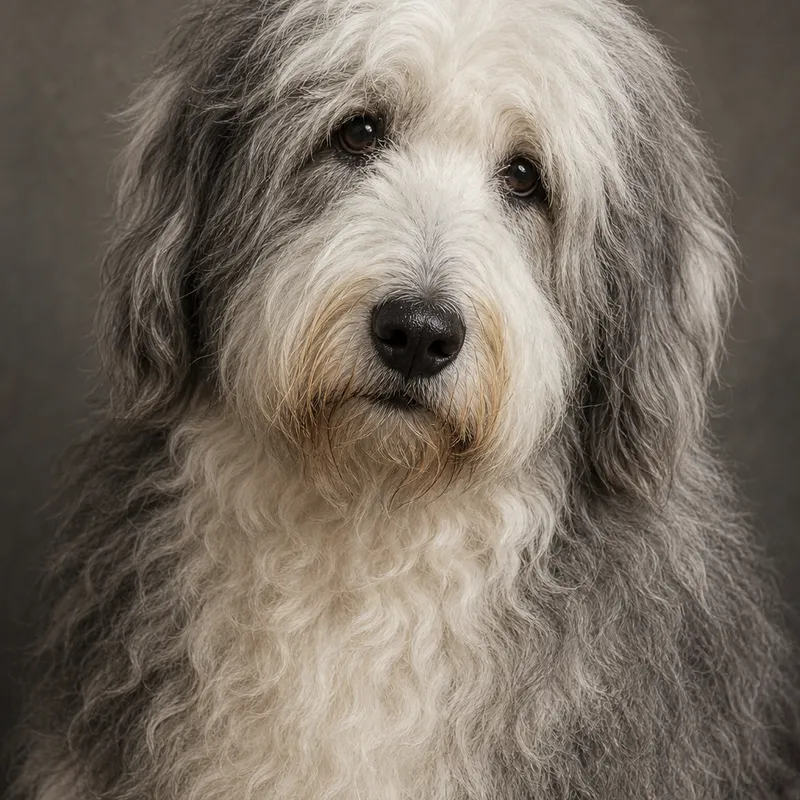 Old English Sheepdog portrait — cinematic character realism