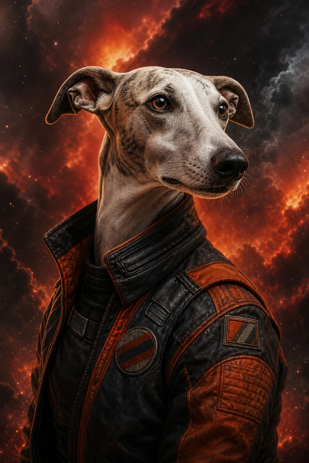 Juno the Whippet — Cinematic Character Realism pet portrait