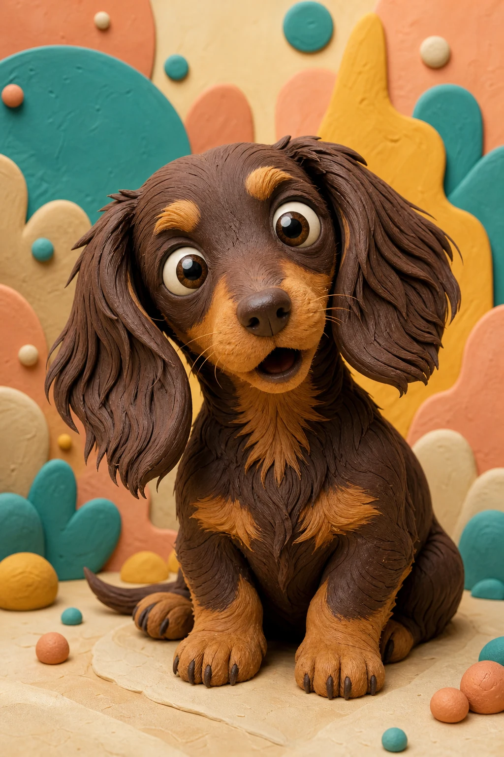 Pip the miniature dachshund — Claymation Toy pet portrait