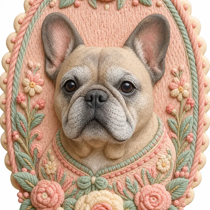 French Bulldog portrait — claymation toy