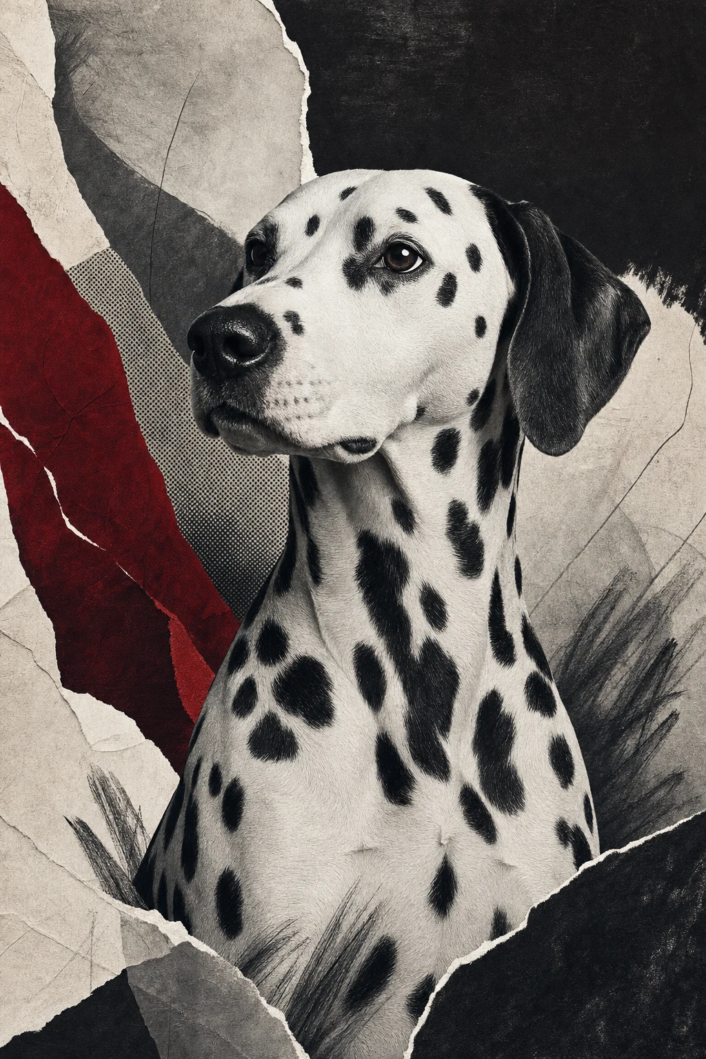 Petra the Dalmatian — Editorial Collage pet portrait