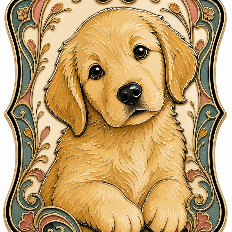 Golden Retriever portrait — enamel pin design