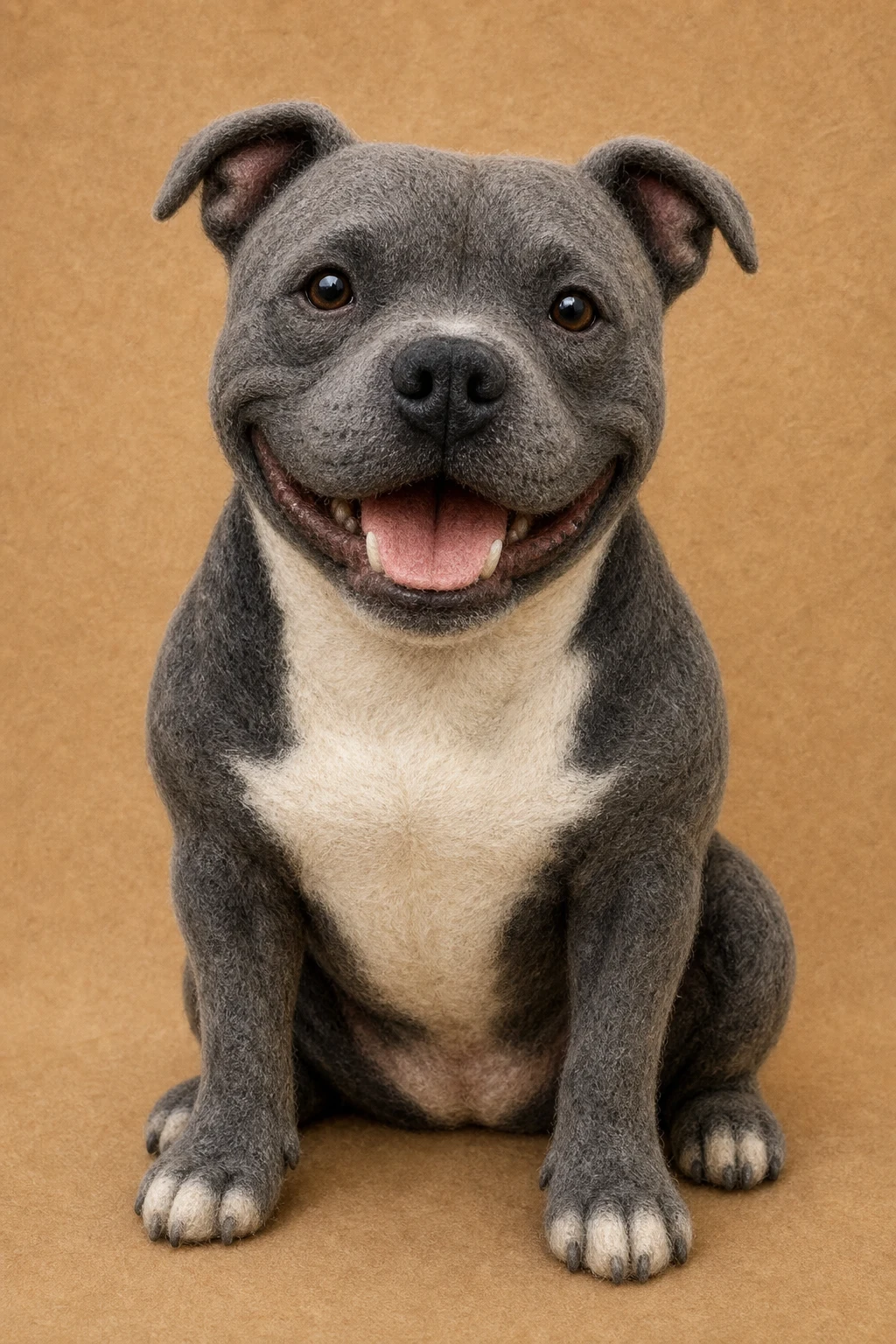 Mabel the Staffordshire Bull Terrier — Felted Wool Plush pet portrait