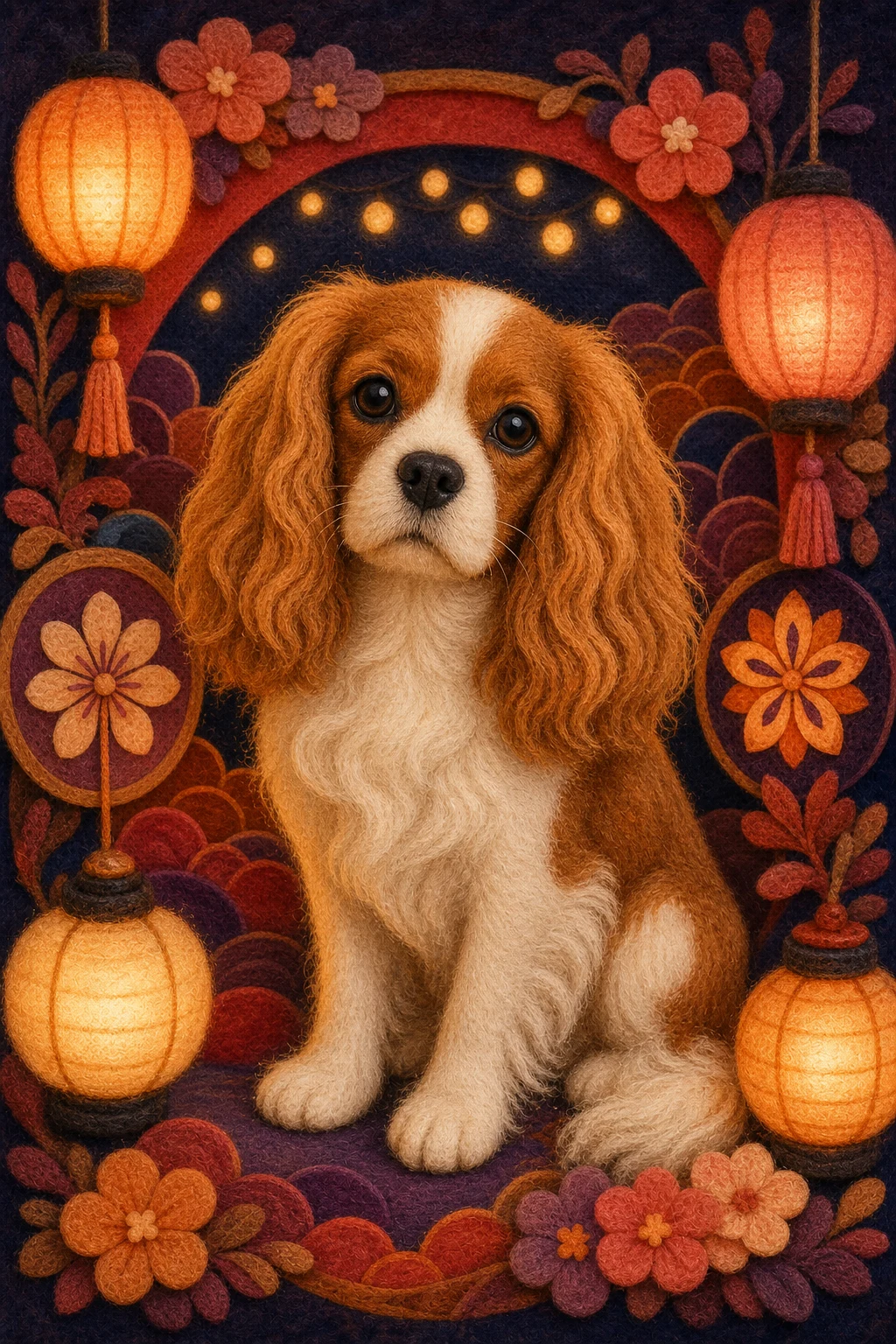 Mabel the Cavalier King Charles Spaniel — Felted Wool Plush pet portrait