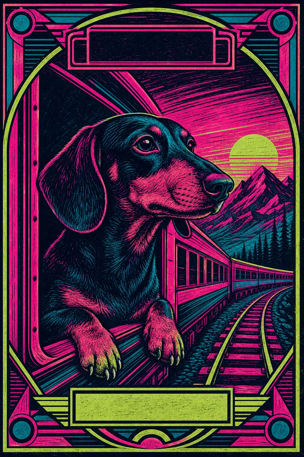 Otto the Dachshund — Folk Linocut pet portrait