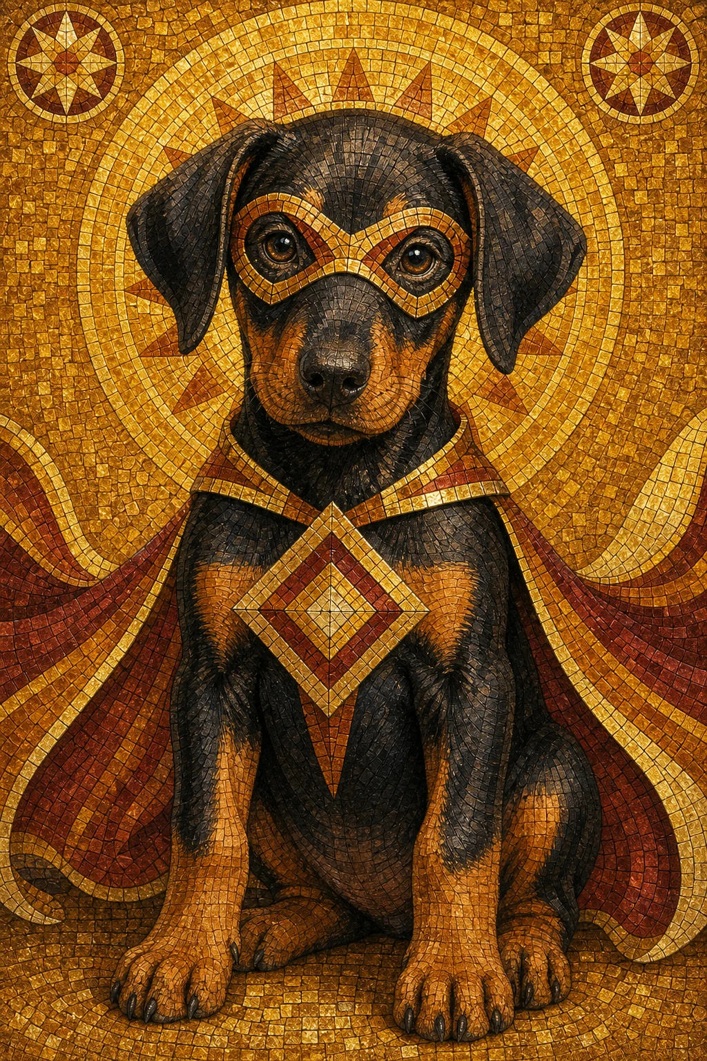 Koda the Doberman — Mosaic Byzantine Gold pet portrait