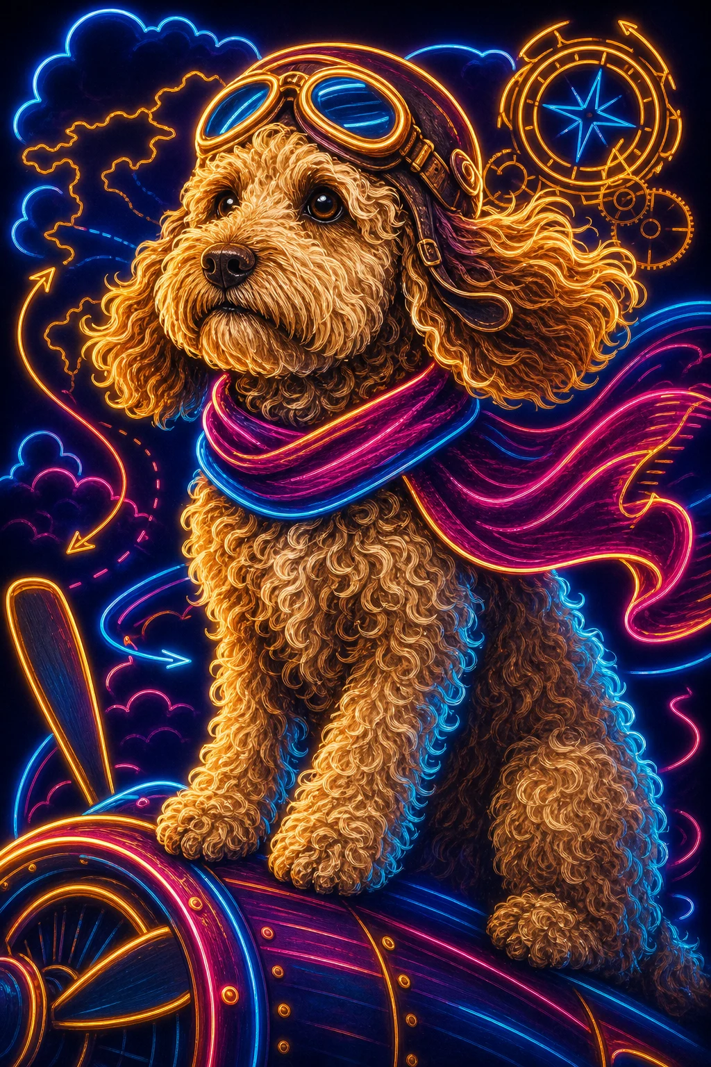 Rufus the Cockapoo — Neon Sign Portrait pet portrait