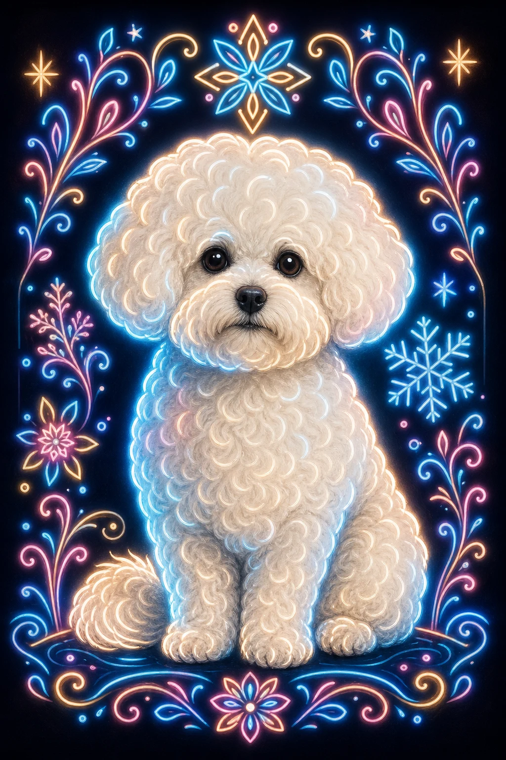 Lumi the Bichon Frise — Neon Sign Portrait pet portrait