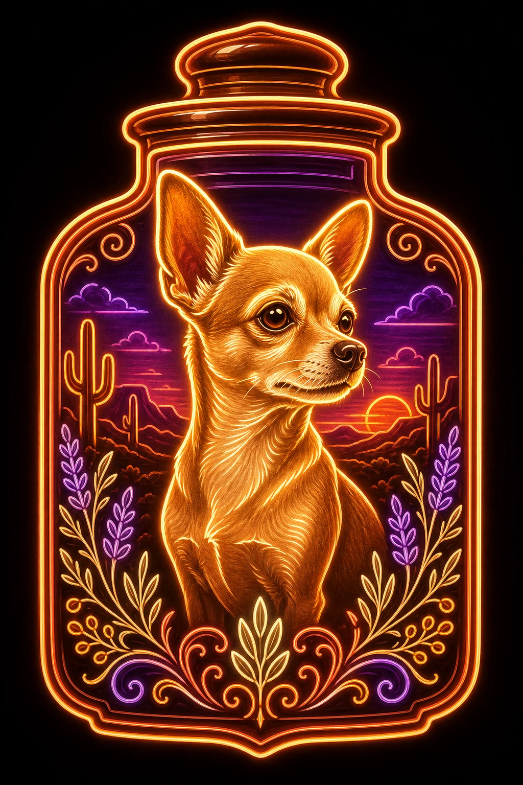 Pepita the Chihuahua — Neon Sign Portrait pet portrait