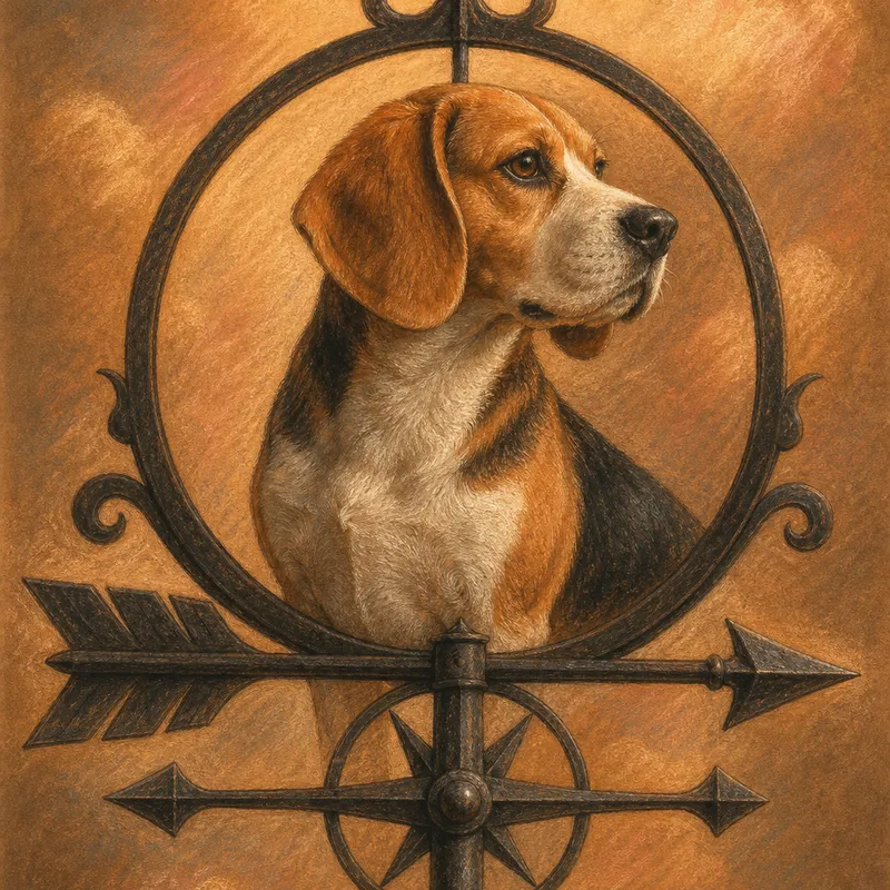 Beagle portrait — renaissance chalk pastel