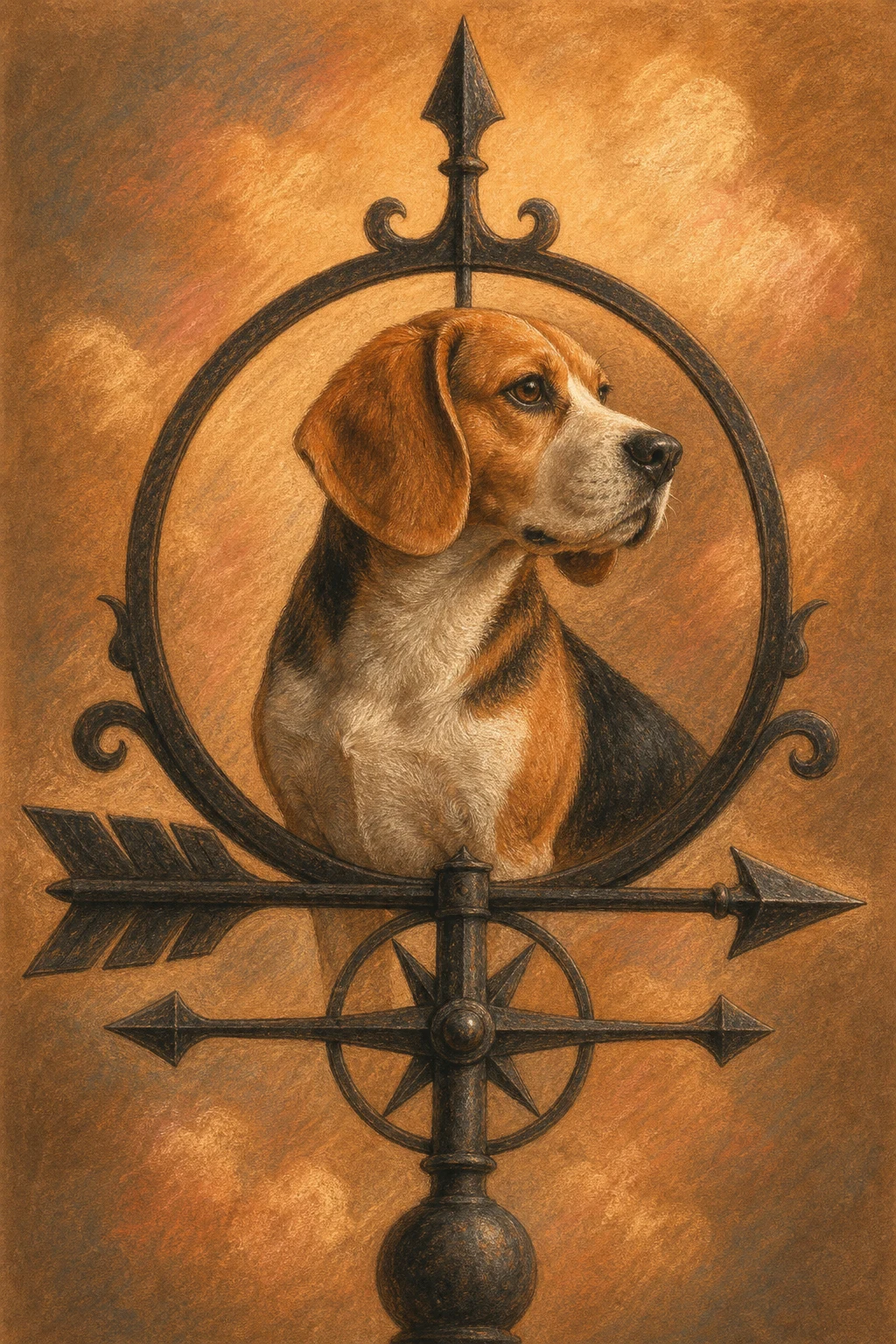 Hugo the Beagle — Renaissance Chalk Pastel pet portrait