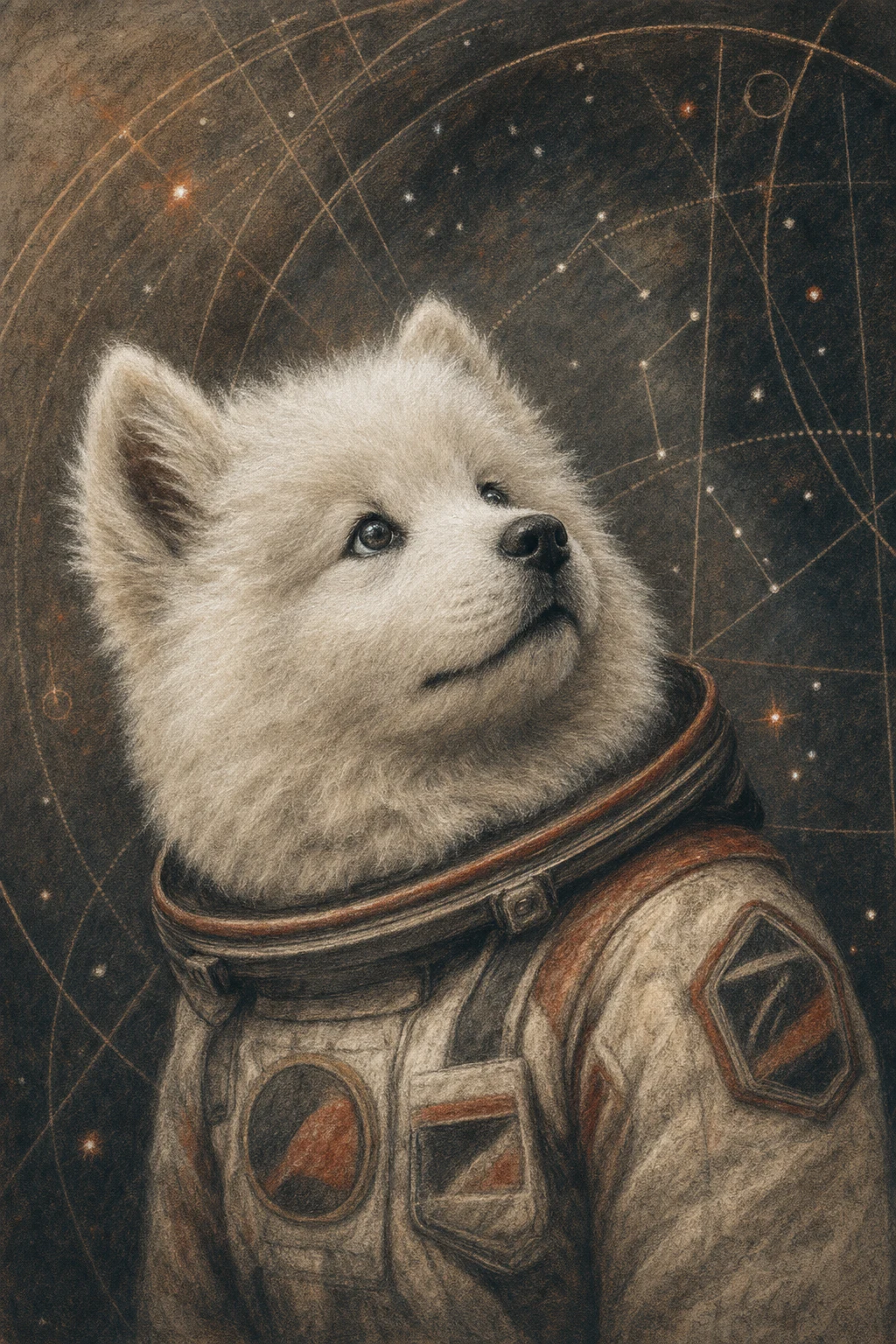 Niko the Samoyed — Renaissance Chalk Pastel pet portrait
