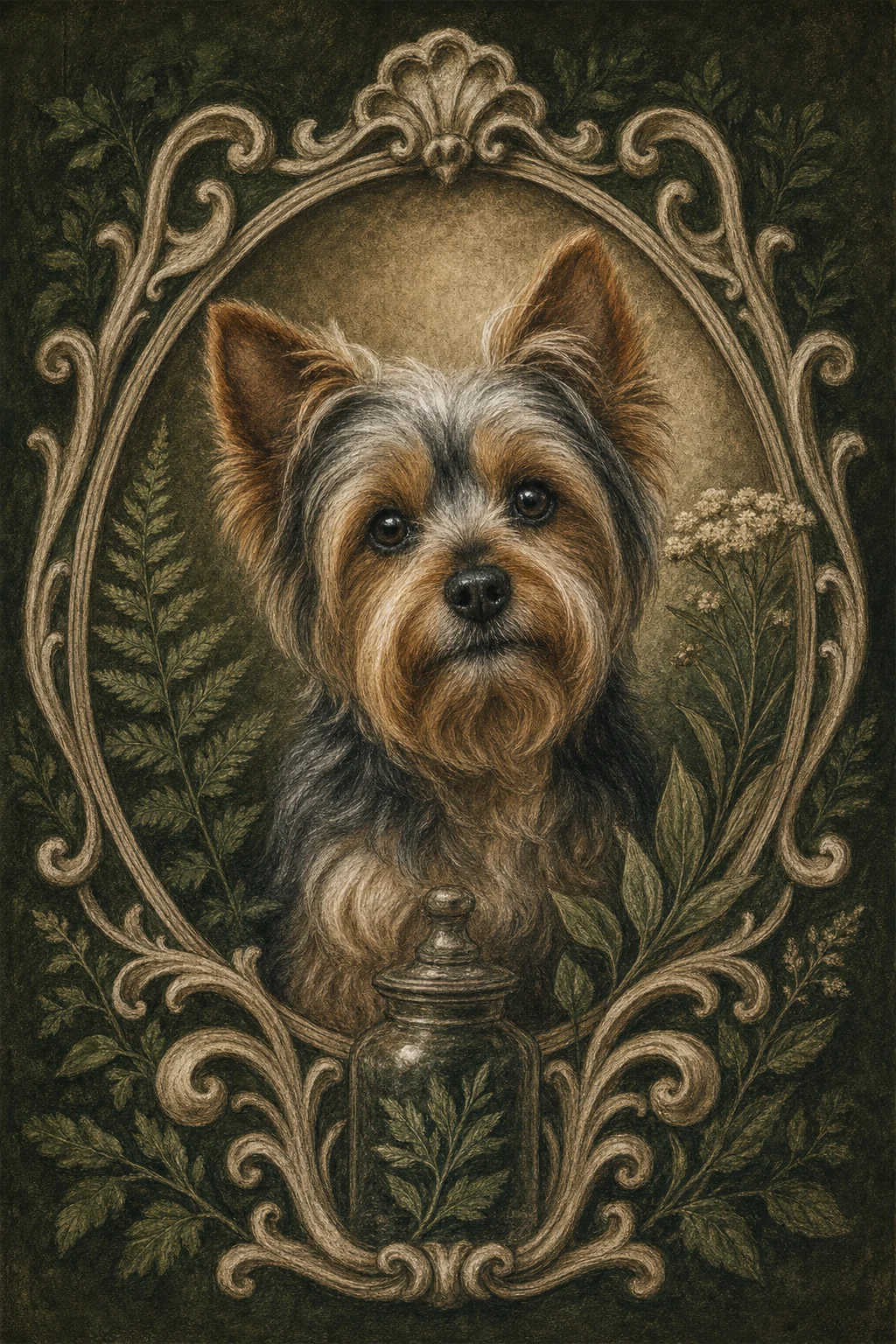 Mabel the Yorkshire Terrier — Renaissance Chalk Pastel pet portrait