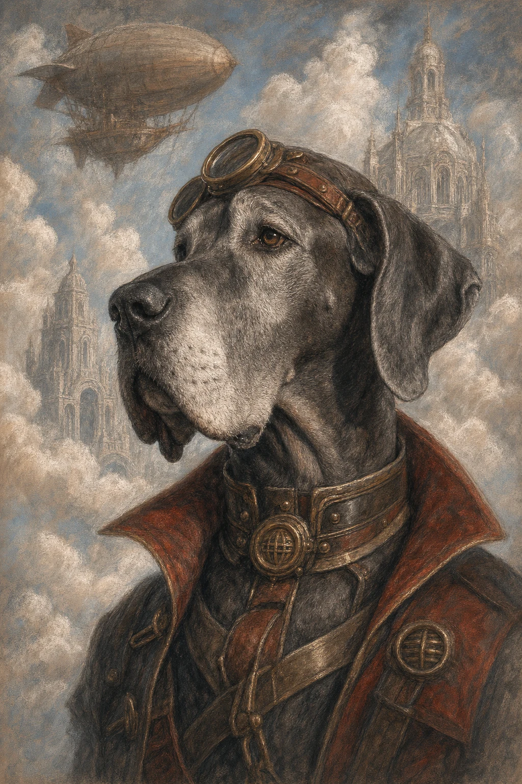 Otto the Great Dane — Renaissance Chalk Pastel pet portrait