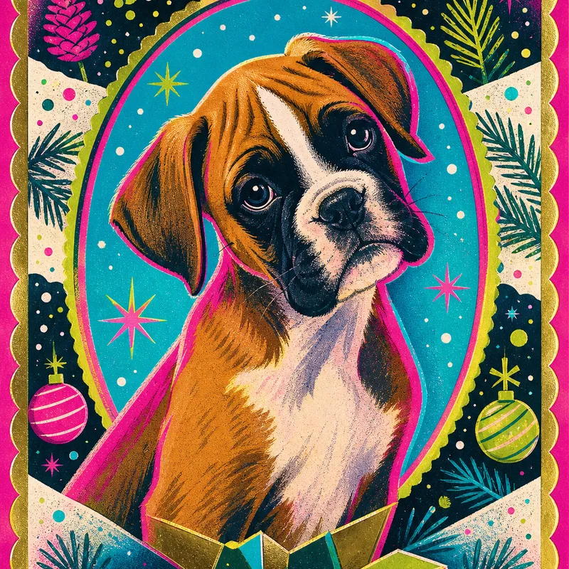 Boxer portrait — risograph summer print
