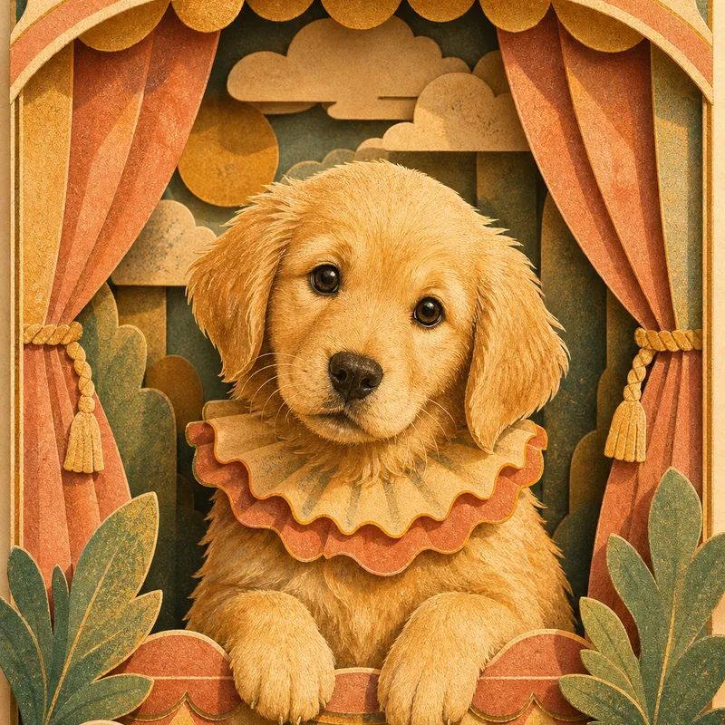 Golden Retriever portrait — risograph summer print