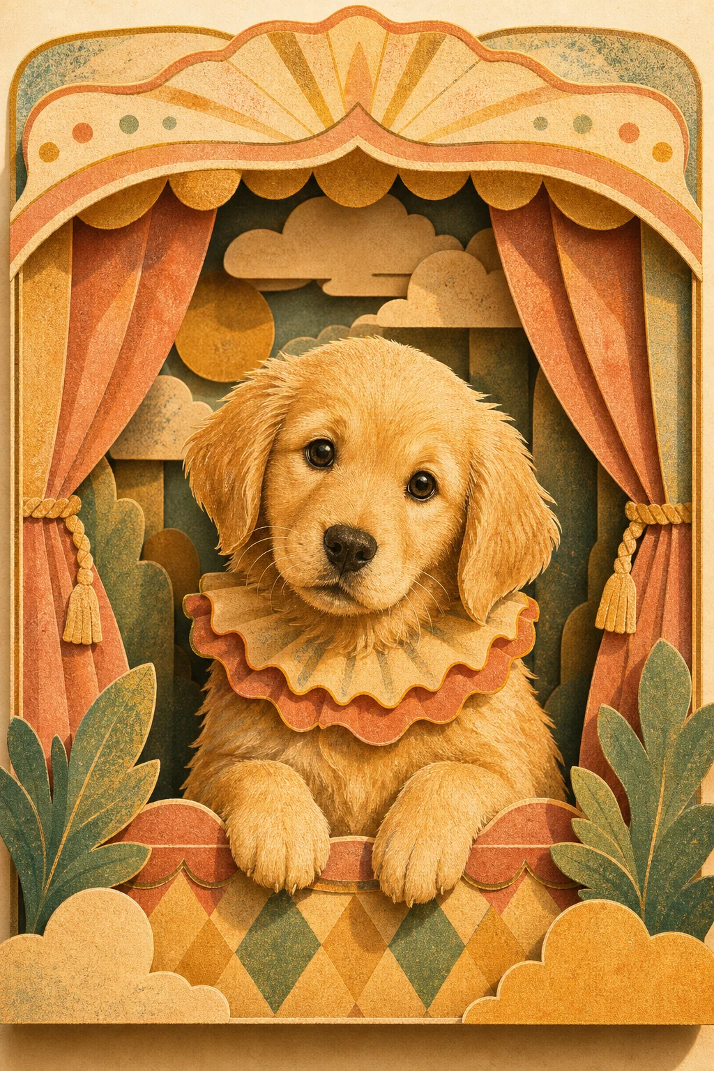 Sunny the Golden Retriever — Risograph Summer Print pet portrait