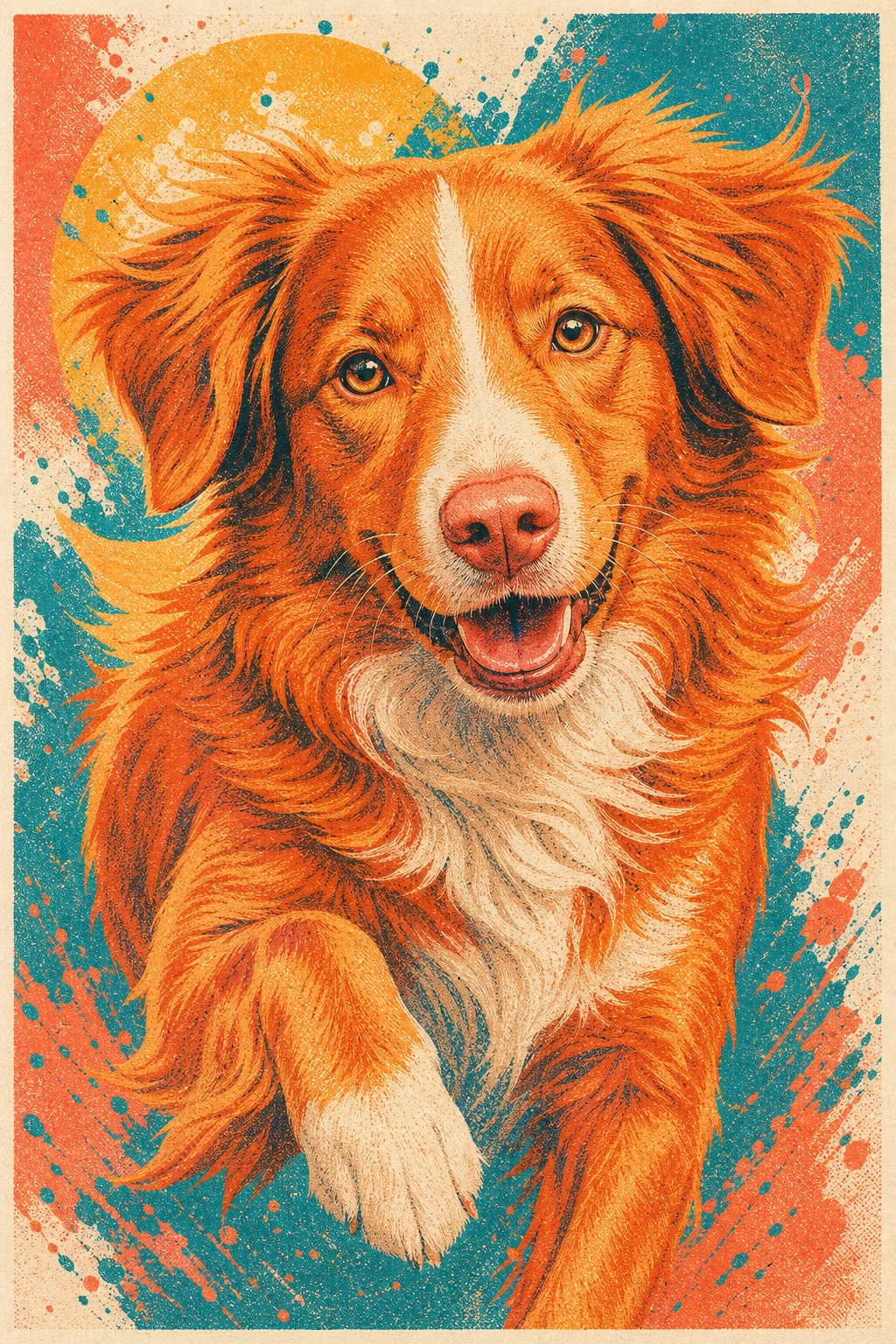 Nala the Nova Scotia Duck Tolling Retriever — Risograph Summer Print pet portrait