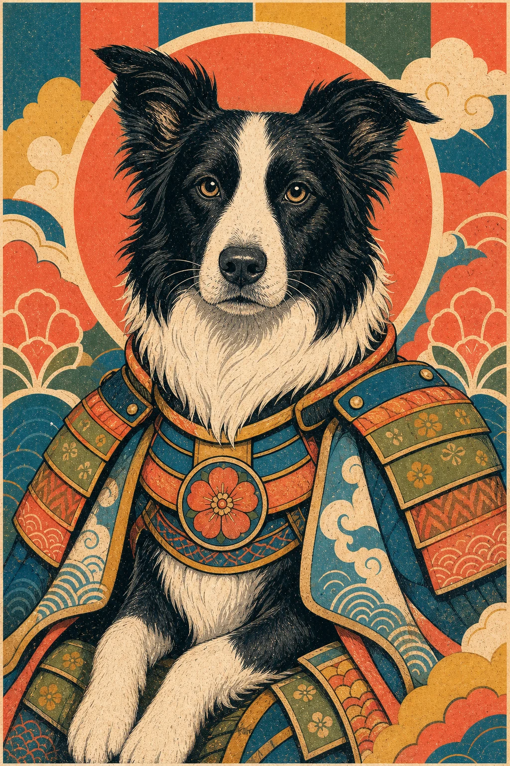 Kaito the Border Collie — Risograph Summer Print pet portrait