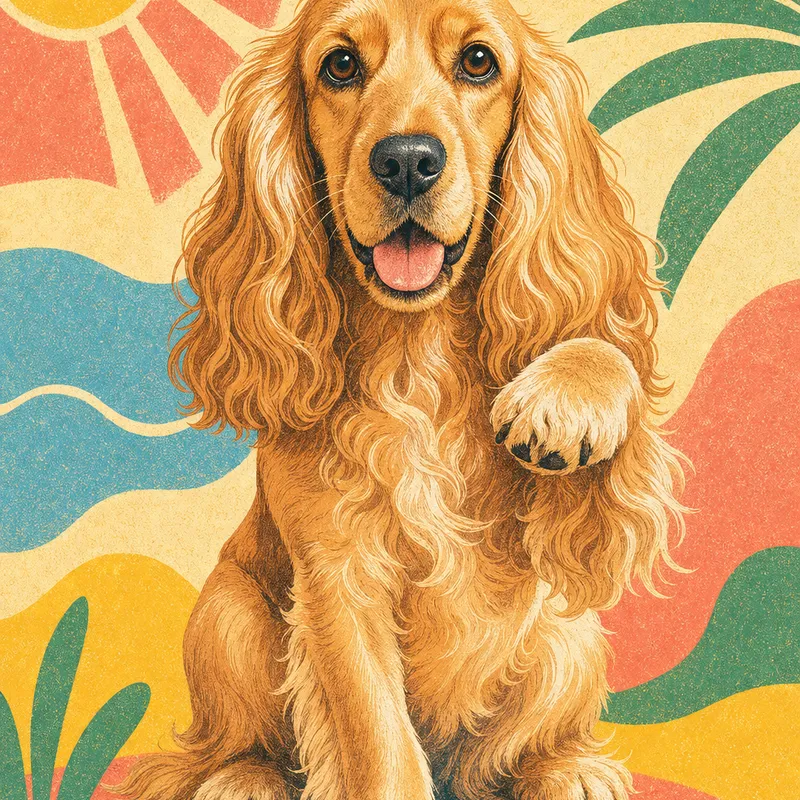Cocker Spaniel portrait — risograph summer print