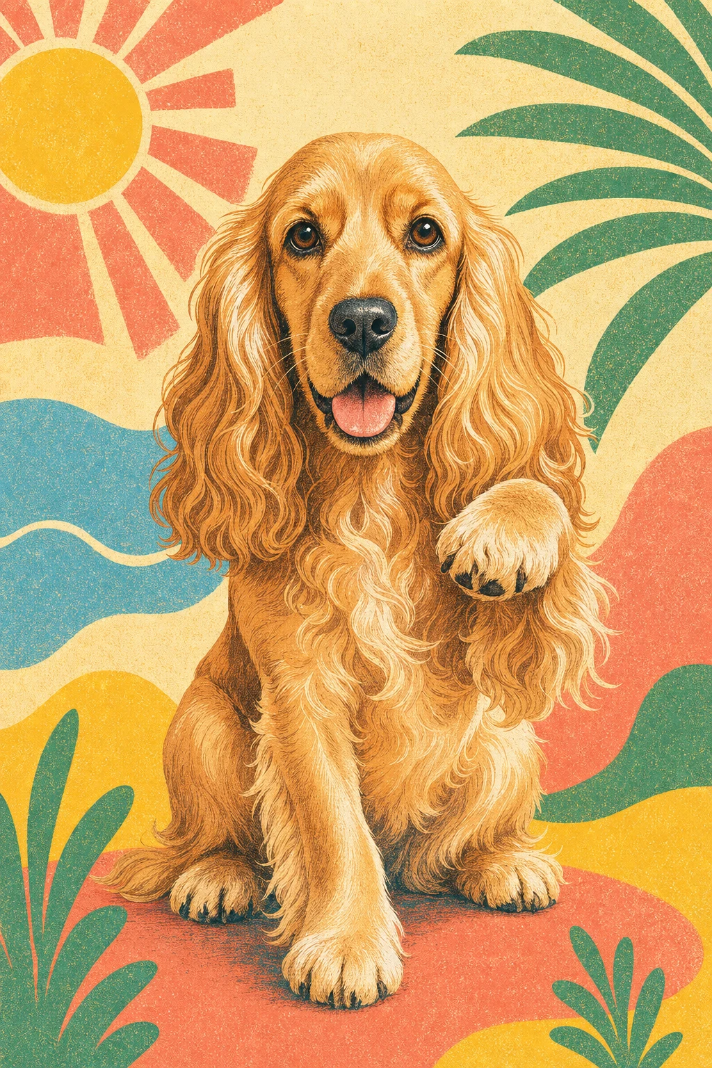 Sunny the Cocker Spaniel — Risograph Summer Print pet portrait