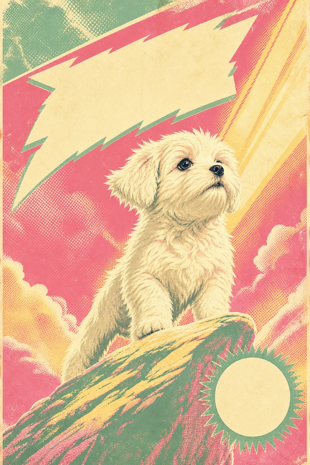 Noodle the Maltese — Screenprint Rock Poster pet portrait