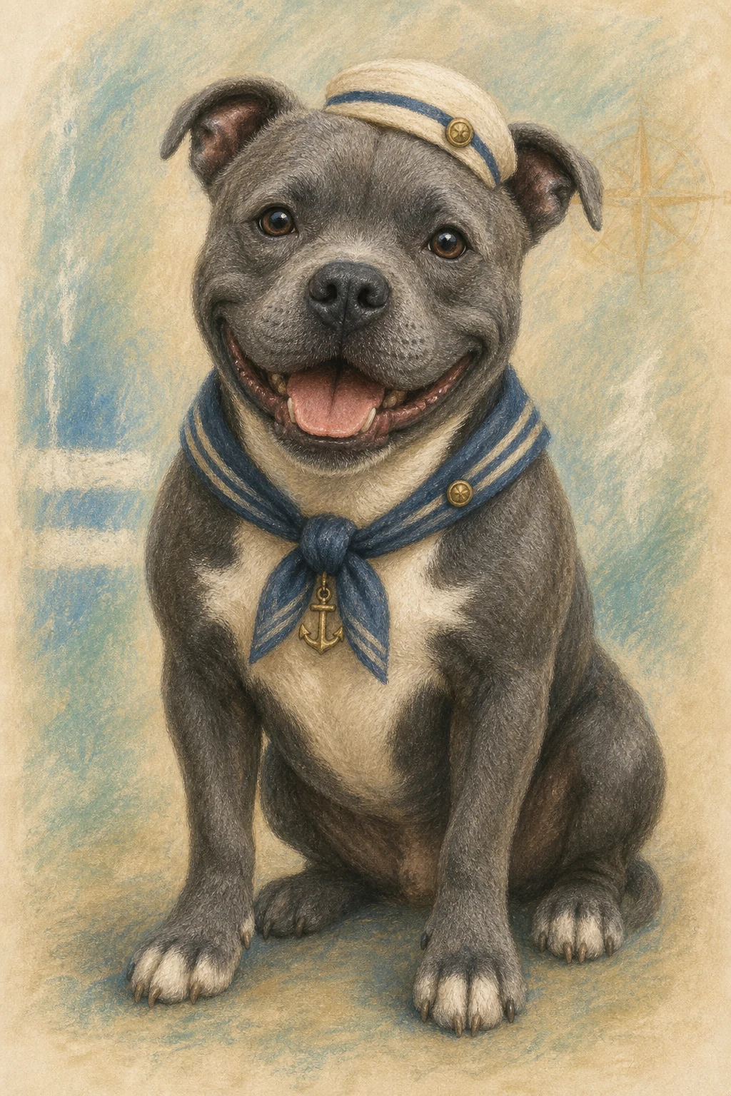 Skipper the Staffordshire Bull Terrier — Soft Pastel pet portrait