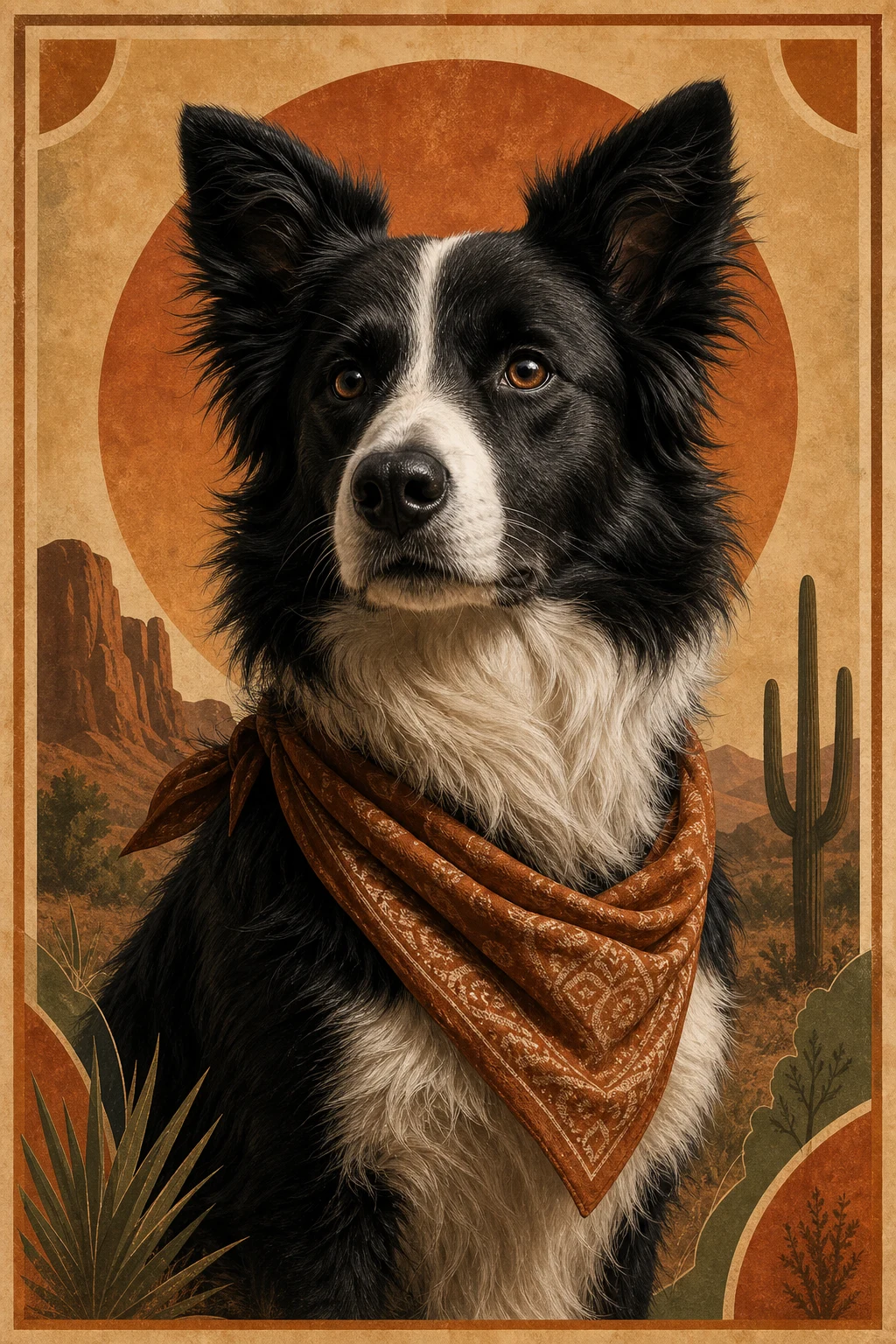 Rowan the Border Collie — Studio Canvas Realism pet portrait