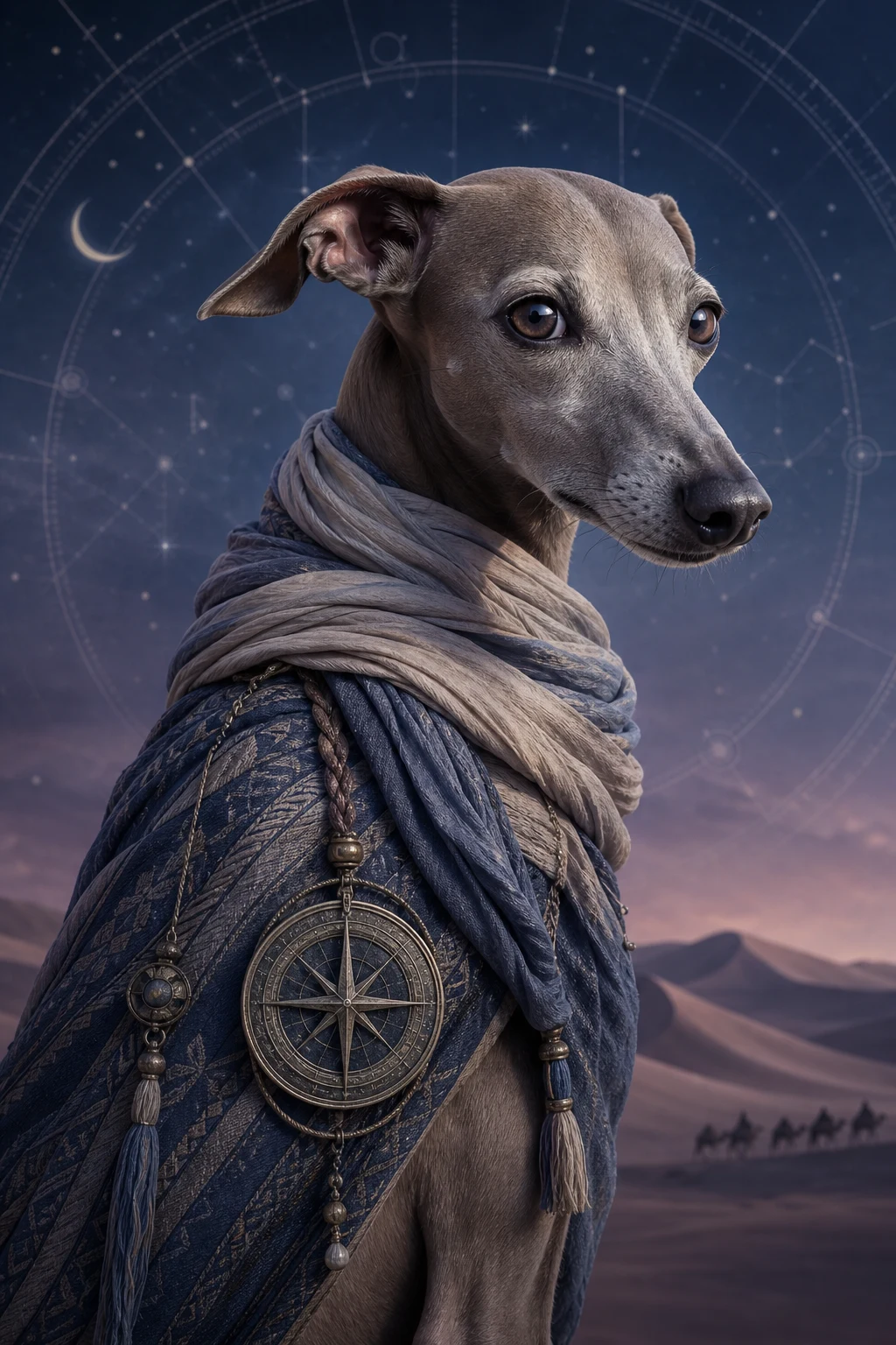 Vesper the Italian Greyhound — Studio Canvas Realism pet portrait