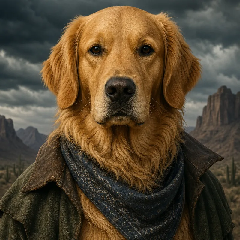 Golden Retriever portrait — studio canvas realism