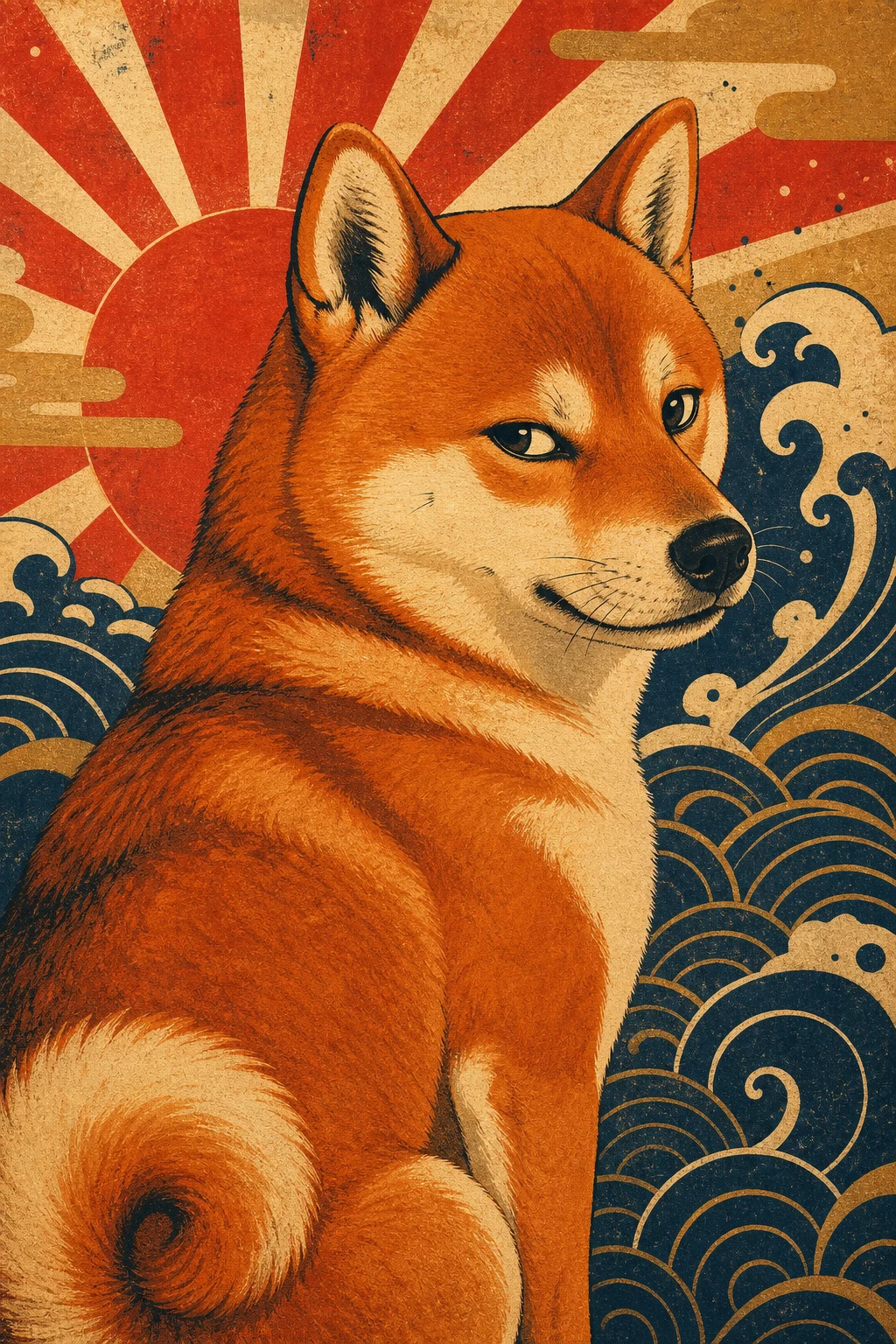Suki the Shiba Inu — Vintage Matchbox Screenprint pet portrait