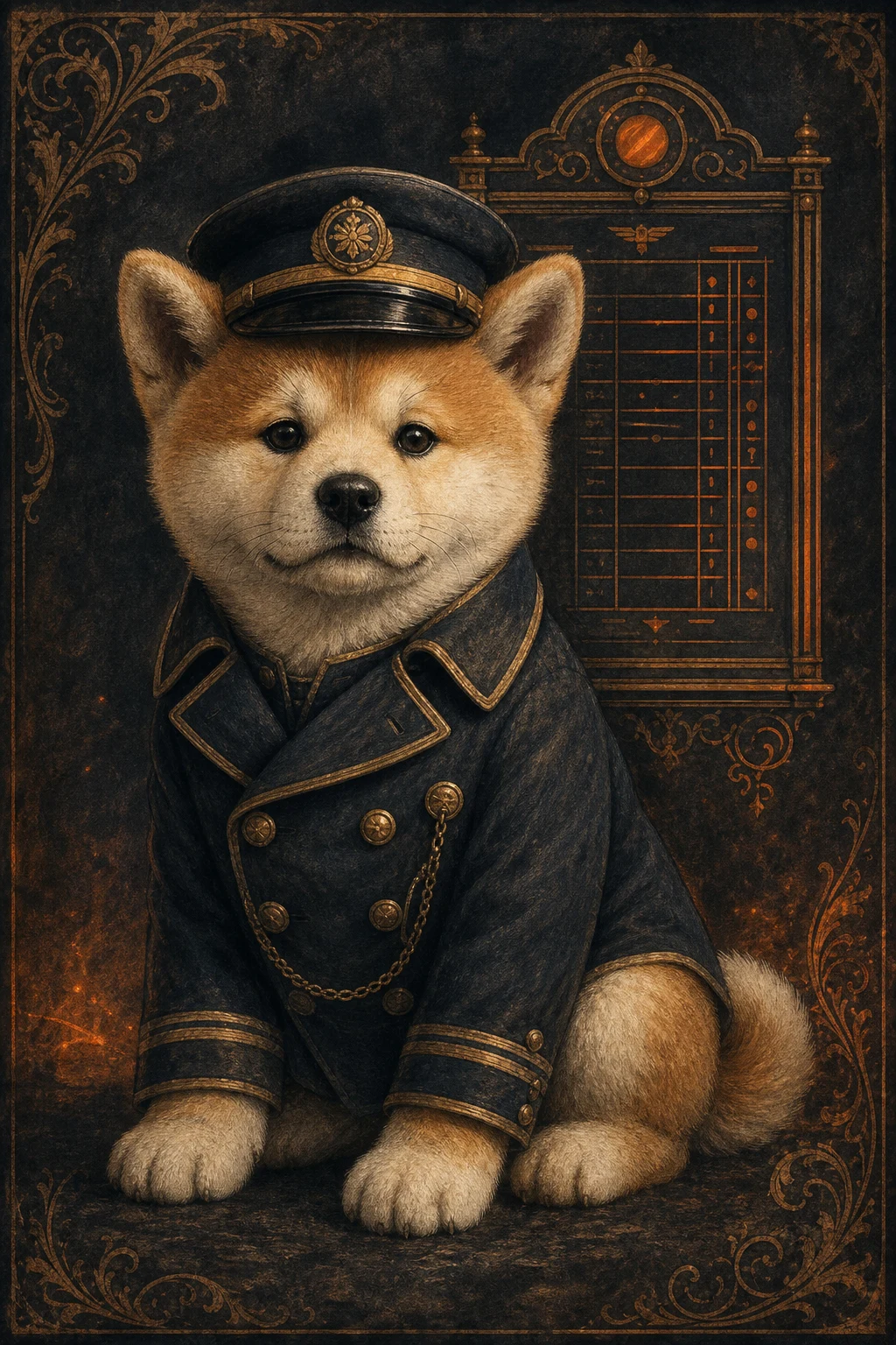 Kenji the Akita — Vintage Victorian pet portrait