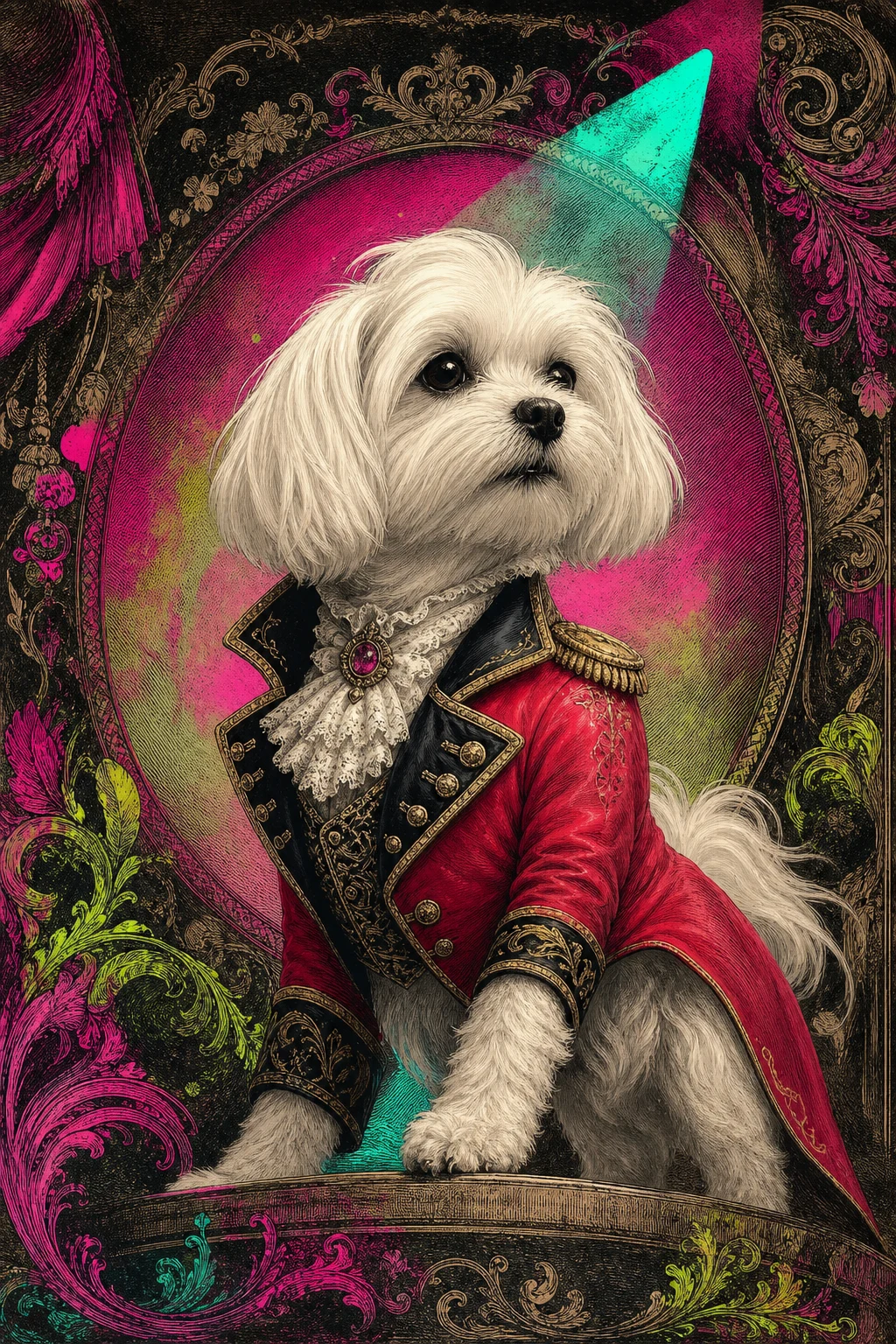Lola the Maltese — Vintage Victorian pet portrait