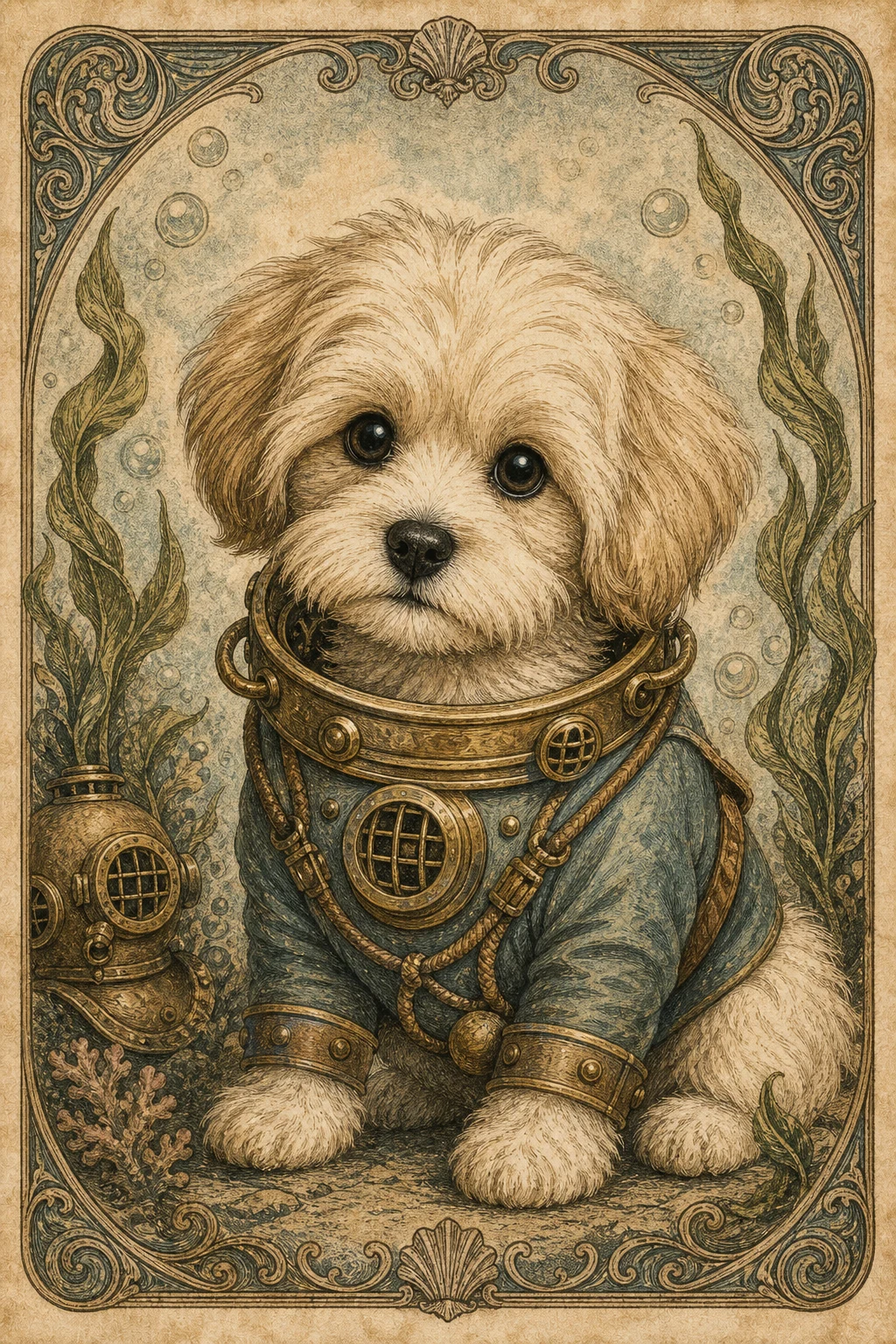Pip the Havanese — Vintage Victorian pet portrait